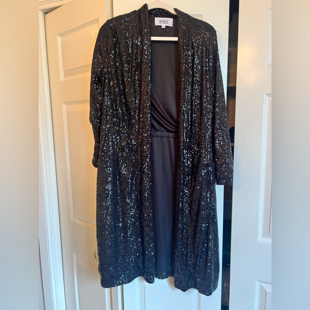 BB Dakota Black Sequin Duster Sz S